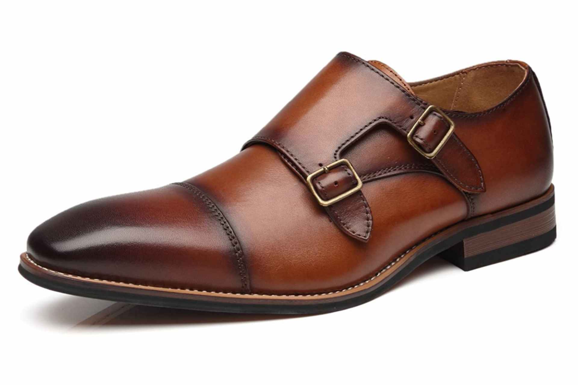 Best brown double Monk strap shoes for men