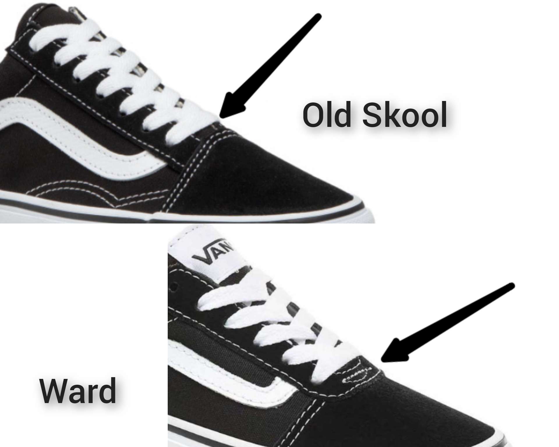 Differences between Vans Old Skool and Vans Ward