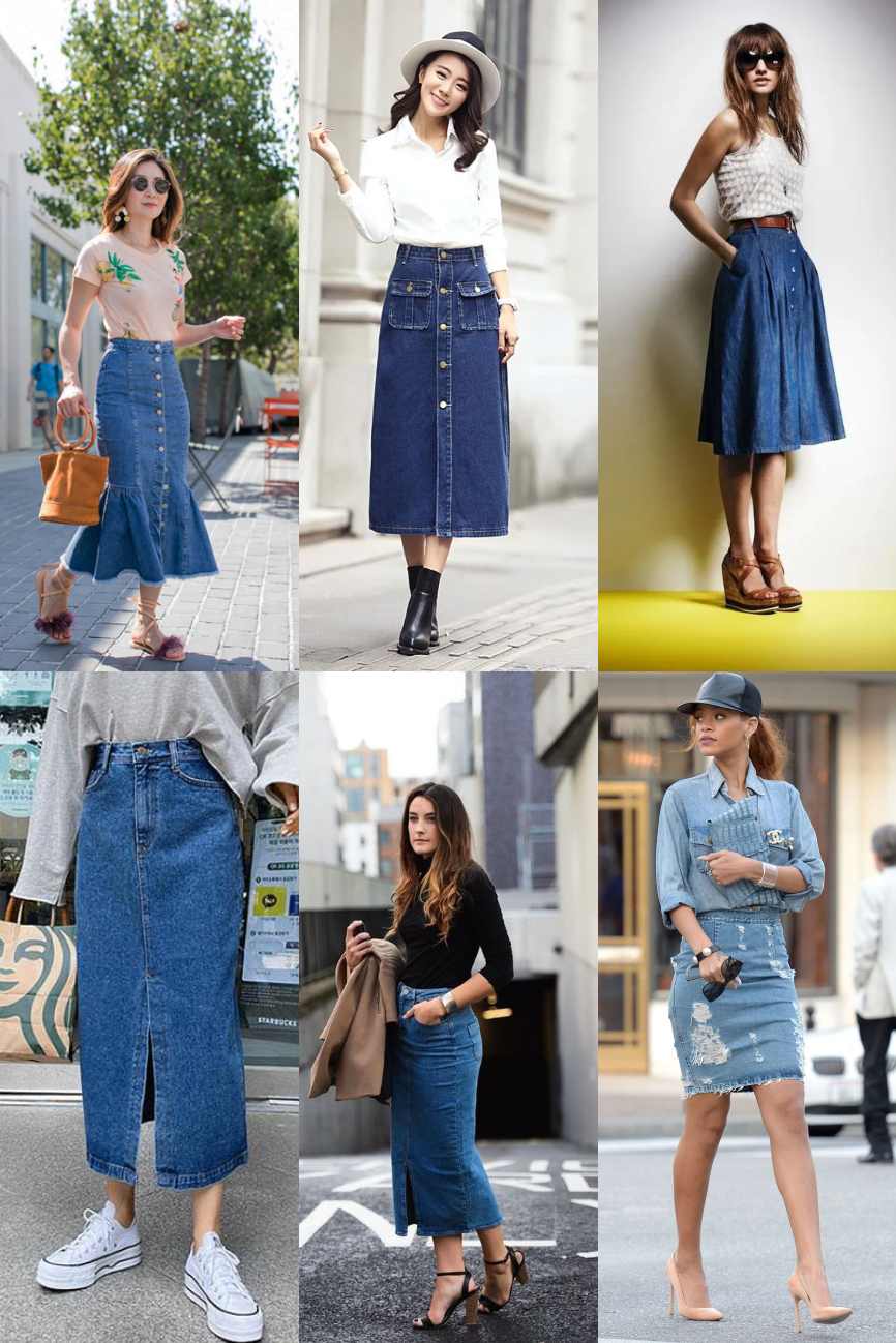 What shoes to wear with long denim skirt