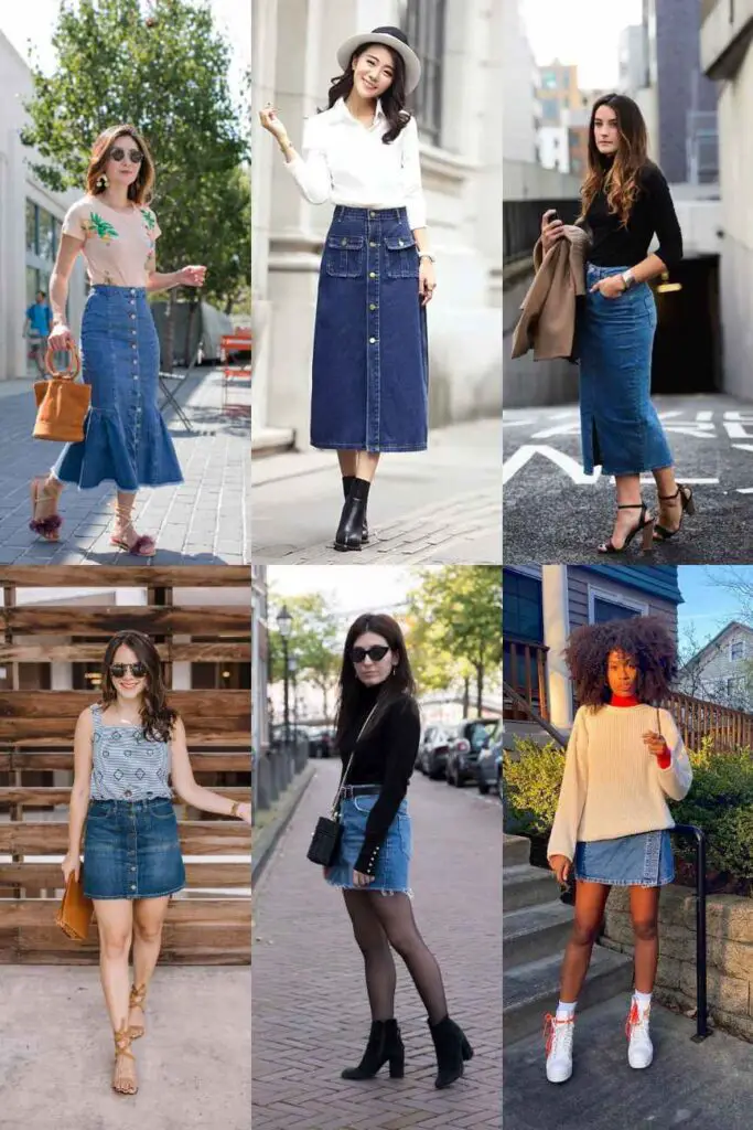 What shoes to wear with denim skirt