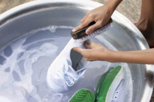 Washing shoes by hand